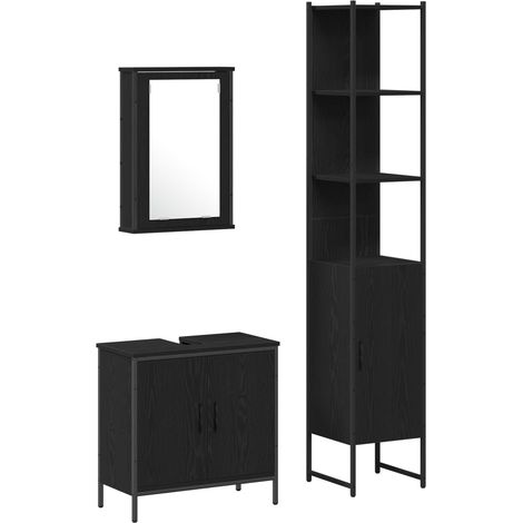 Maison Exclusive - Set di mobili per il bagno 3 pcs Nero Legno multistrato