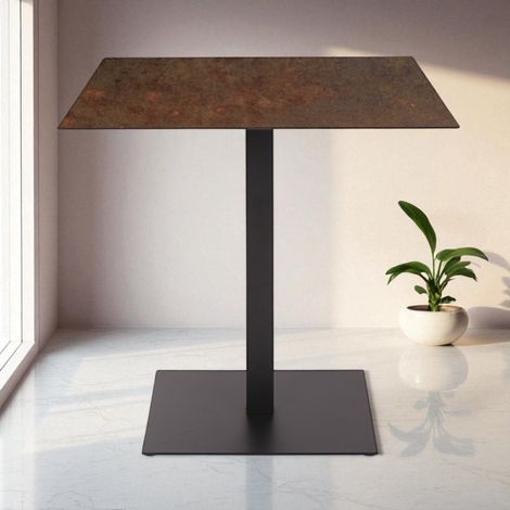 Tavolo bar pub ristorante da esterno 80x80 cm con piano in HPL Corten H 74 (1/3)