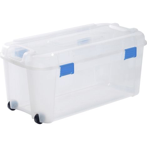 Allibert 197837 Box-Turm mit 2 Rollen, Polypropylen, durchsichtig, 80 L