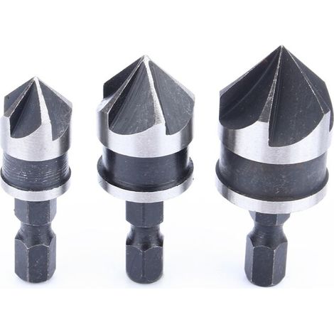 Jeu d'alésages à fraise hexagonale de 1/4 pouces, 12/16/19mm, pour bois et métal, embout à changement rapide, 3 pièces (1/5)