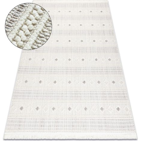 Teppich NANO FH69A Diamanten, Schlinge, flach gewebt weiß / grau beige 120x170 cm