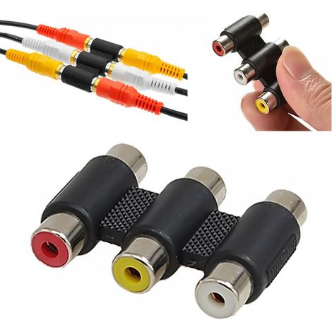 Adaptateur RCA femelle-femelle 3 entrées, coupleur audio vidéo AV rouge blanc jaune, connecteur double prise (1/2)