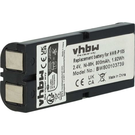 vhbw 1x Akku kompatibel mit Panasonic KX-TG200ALB, KXTG200CB, KXTCA14, KX-TCA14, KXTG200ALB schnurlos Festnetz Telefon (800 mAh, 2,4 V, NiMH)