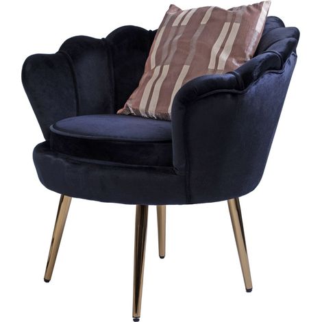 Armlehnsessel Polstersessel Samt Schwarz Retro-Look BIG CHAIR (1/5)