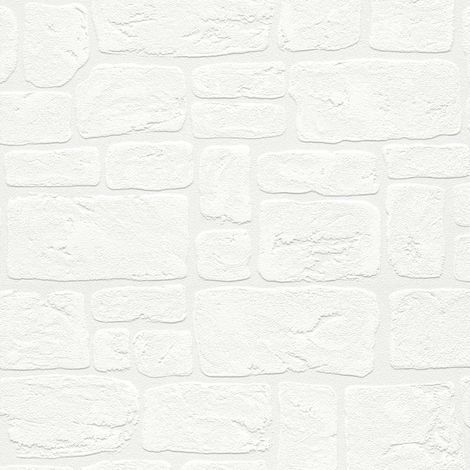 A.S. Creations – Papier peint trompe l'oeil blanc – Effet de matière – Lessivable et pelable – Résistance à la lumière – Dimensions 250g/m2 (1/7)