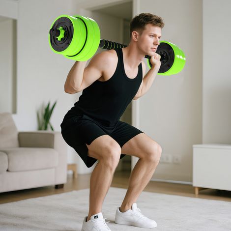 Juego de Mancuernas Ajustables 30 kg 4 en 1 como Kettlebell Barra Mancuernas Soporte para Flexiones para Gimnasio Casa (1/5)