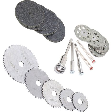 Ensemble de 30 disques à tronçonner, disques à meuler, lames de scie à bois, meules abrasives à double maille (1/5)