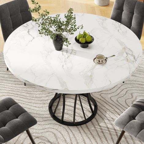 Set tavolo e sedie 5 pezzi, tavolo rotondo 80 cm, 4 sedie grigie HAVRYA (1/5)