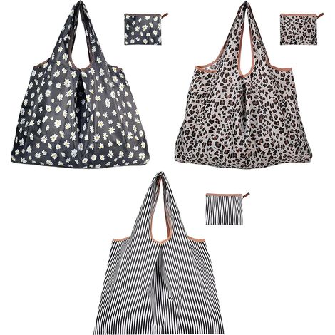 3Pcs Sac Pliable Courses Poche Grande, Sac Courses Pliable, Sac Cabas Grande, Tote Bag Sacs Tissu à Provisions Réutilisable, Grocery Shopping Bag pour Extérieur Voyage Usage Quotidien