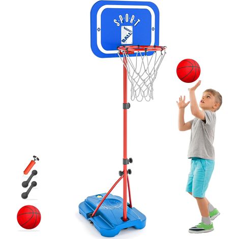 Panier de Basket-Ball avec Support, 110-190 cm, Hauteur réglable, Jouet extérieur et intérieur pour Enfants (1/5)