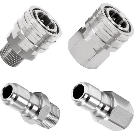 Adaptateur pour nettoyeur haute pression, 2 jeux de raccords à connexion rapide 3/8", raccords pour nettoyeur haute pression en acier inoxydable, kits de déconnexion rapide mâle et femelle-DOU