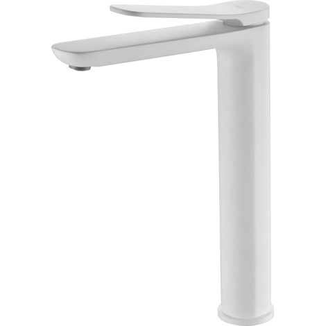 Rubinetto del lavabo alto monocomando  Modello DANIMARCA  Becco universale  Colore bianco finitura opaca [IMEX®]