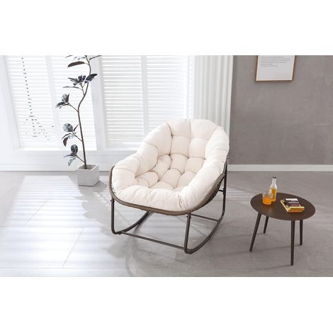 Jardin - Fauteuil Suspendu à Bascule avec Cadre en Acier et Coussin Confortable en Coton, Utilisation Intérieure et Extérieure, 94,5x111x80 Cm - Gris (1/5)