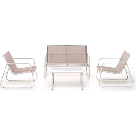 Salottino set sofa mod. Jask bianco 4 posti in metallo art. M0758-08