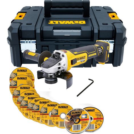Dewalt DCG405NT 18v XR Brushless Cordless 125mm Angle Grinder + 10 Thin Discs