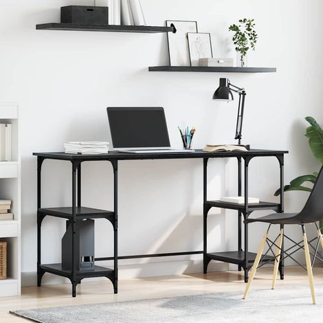 Schreibtisch mit Regal Schwarz Eichen-Optik 140 x 50 x 75 cm