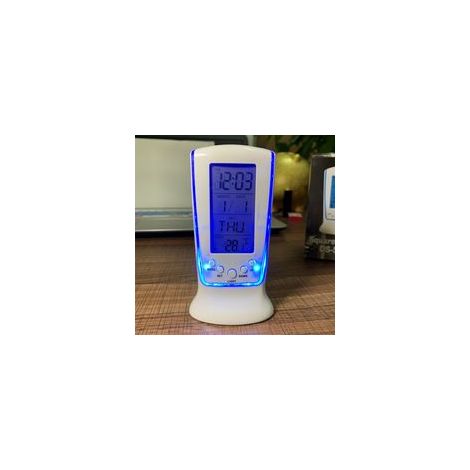Sveglia con termometro e display della temperatura, elettronica digitale a LED, retroilluminazione blu - Crezuo