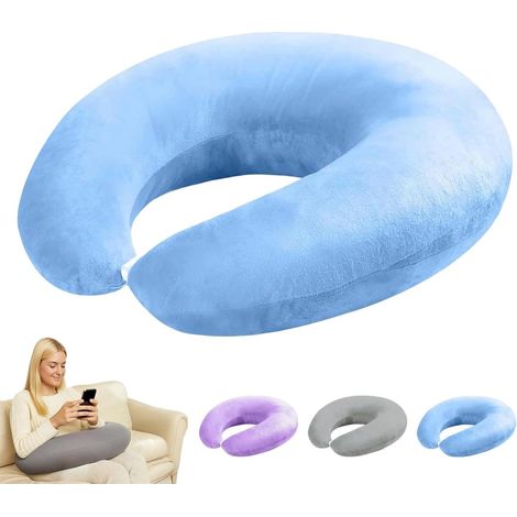 Cuscino da lettura - Cuscino di supporto - Cuscino a forma di U - Cuscino all'uncinetto - Cuscino da grembo - Letto o divano - Ideale per leggere e lavorare - 60x55x20 cm (1/3)