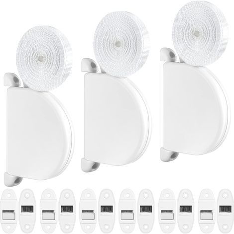 3 Pcs, Blanc Enrouleur de Sangle pour Volet Roulant Pivotant Enrouleur de Sangle en Saillie avec Système de Charnière Inclure 5m Sangle de Ceinture et 6 Pcs Guide Ceinture avec Brosse (1/5)