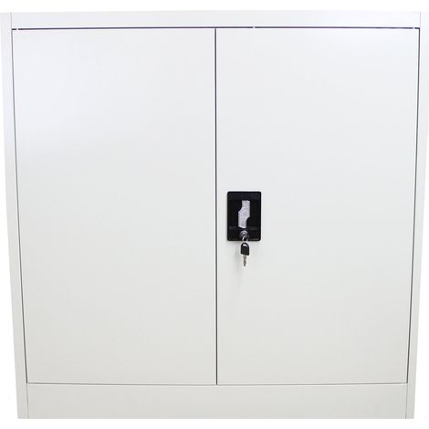 MonsterShop - Armadietto Grigio Chiaro in Metallo Solido per Casa e Ufficio con 2 Porte e 2 Piani Regolabili 90cm x 90cm x 40cm