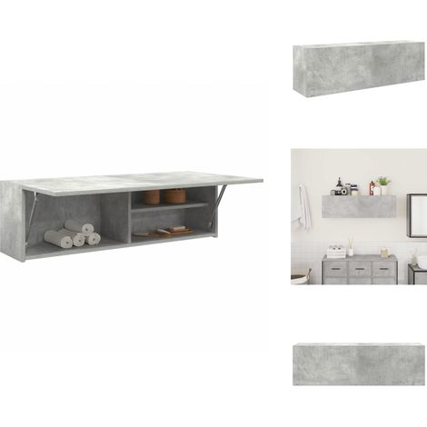 Armoire murale de bain gris béton 100x25x30cm bois d'ingénierie - Armoire Murale De Salle De Bain - Armoires Murales De Salle De Bain - Placard Mural De Salle De Bain - Armoire Murale De Bain (1/5)