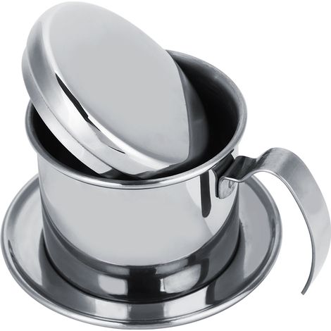 Tasse en acier inoxydable pour cafetière vietnamienne à filtre avec infuseur, idéale pour la maison. Argentée. (1/5)