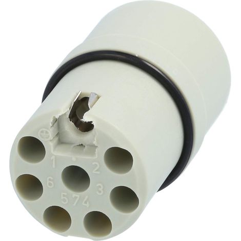 HARTING R15 Crimp-Kontakteinsatz Stift Crimpanschluss, Polzahl 7+PE 250V, 10A, Farbe kieselgrau RAL 7032 - 1 Stück (1/3)
