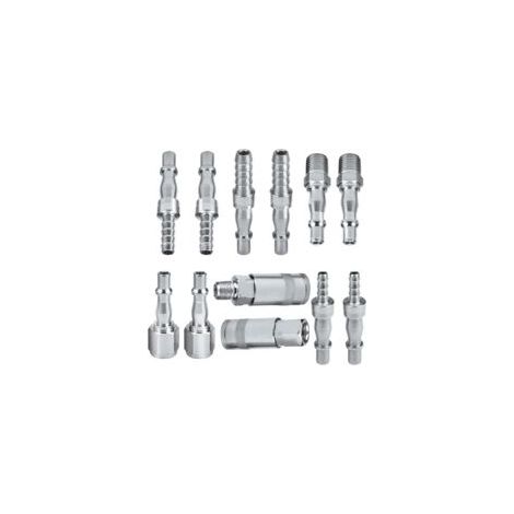 Raccords d'air pour compresseur – Lot de 12 – 6,35 mm BSP – Acier trempé traité – Résistance à la rouille et corrosion – Tuyaux 6/8/10 mm - Crezuo