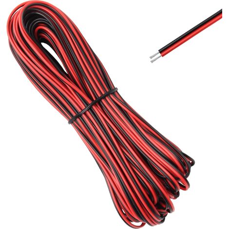 20M 22AWG Fils Électrique 2 Fils Cable Électrique Rouge Noir Cable Fil Electrique Flexible Cable Fil de Cuivre Étamé Multibrins pour Led Strip Chaîne Voiture L'extension de Câbles (1/5)