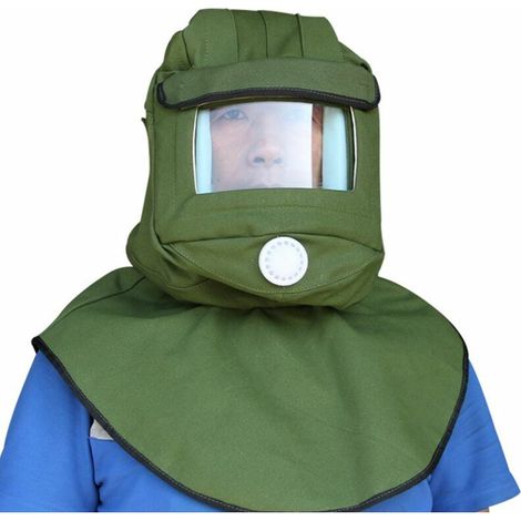 VURAHOME - capuchon de capot de sablage pour le sablage, masque de vent de casque, masque anti-poussière de sablage, masque de protection, vert (1/5)