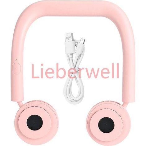Ventilateur cou libre portable rose, mini USB, refroidissement personnel, confort et portabilité optimaux (1/5)