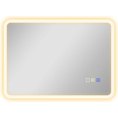 Miroir LED Haut-parleur Bluetooth 50 x 70 cm FELAN argenté (1/5)
