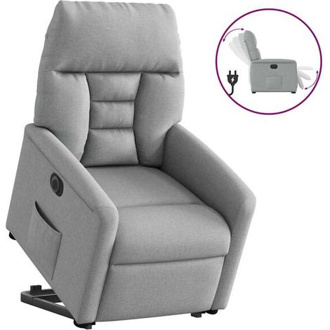 Fauteuil inclinable électrique en tissu gris clair (1/5)