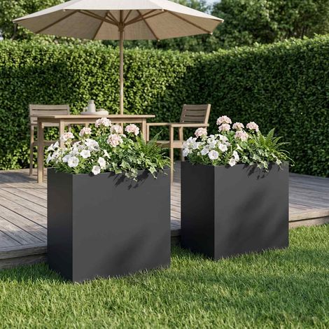 Cache-pot de jardin 2 pc Noir 50 x 30 x 50 cm (1/5)