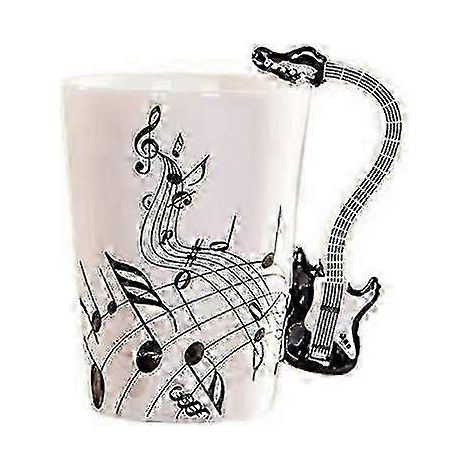 Mug en céramique noir en forme de guitare électrique (25-26 cm) pour les amateurs de café ou de thé (250 ml) (1/4)