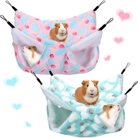 Lot de 2 hamacs pour cobayes - Vert menthe - Tapis de couchage suspendu - Accessoires pour cage - Convient aux petits animaux et aux oiseaux (1/5)