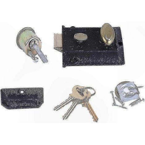 Verrou de porte extérieur rustique en fonte massive, sécurité renforcée contre le vol, serrure robuste pour portail ou entrée, finition ancienne et durable (1/2)