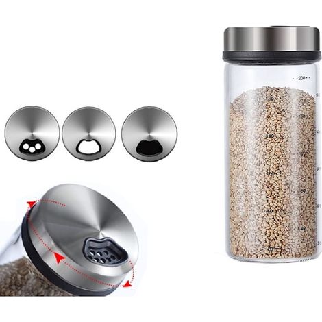 Set di spezie, comprensivo di barattoli per spezie, saliera, zuccheriera, bottiglia per il sale e bottiglie per spezie (in vetro, 200 ml). (1/4)