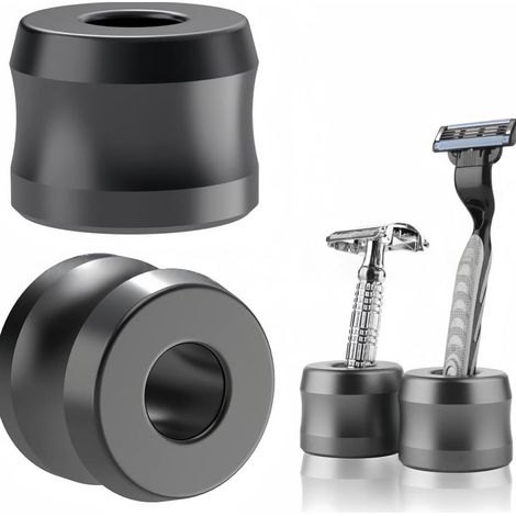 Support pour rasoir en alliage d'aluminium, compatible avec Gillette, sûr et stable, gain de place, gris (1/4)
