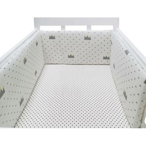 Tour De Lit - 200 Cm X 30 Cm - Pour Lit Bébé - Monobloc Tressé - Gris