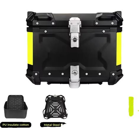 Baúl para motocicleta, fabricado en aluminio resistente, diseño impermeable, 55 L x Negro (1/2)