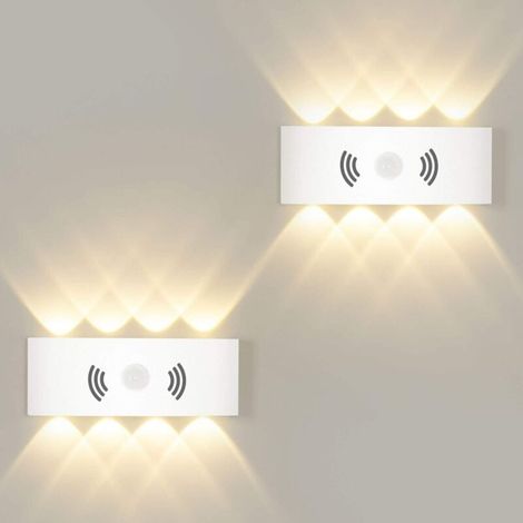 8W Wandleuchte mit Bewegungsmelder, Automatisches Ein-/Ausschalten Wandleuchte Warmweiß 3000K, Wandlampe Sensorbeleuchtung für Außen/Innen IP65