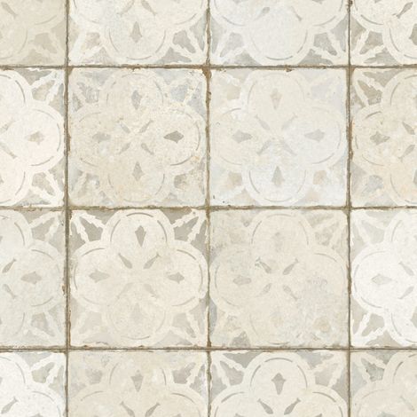 Carrelage Vintage effet Carreau ciment Blanc 45x45x0,95 cm Calenza - Sol et mur intérieur (vendu par carton de 1 m²) - RO'MA CARRELAGE
