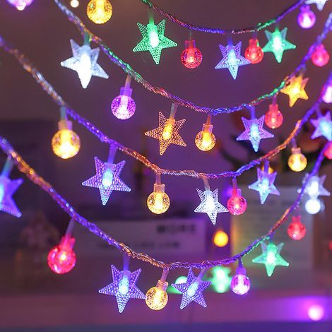 Guirlande lumineuse décorative à LED, ornements de Noël, alimentation USB, 3 mètres de long - motif boule de cristal et étoile (1/3)