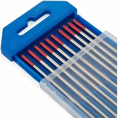 Electrodos de tungsteno para soldadura TIG con 2 % de torio WT20 (rojo) 1,6 mm x 150 mm, 10 unidades por paquete. (1/3)