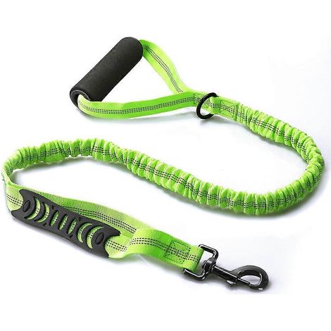 Bâton élastique réfléchissant haute résistance pour chiens de taille moyenne et grande, absorbant les chocs en peau, avec poignée rembourrée confortable et poignée de sécurité - Vert (1/5)