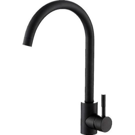 Robinet mitigeur de cuisine haut flexible noir – Acier inoxydable 304 – Monotrou – Bec en forme de 7 – Mousseur anti-éclaboussures