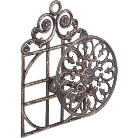 Portatubo da giardino a parete decorativo stile antico 50 x 32 x 20 cm in ghisa bronzo 130005881