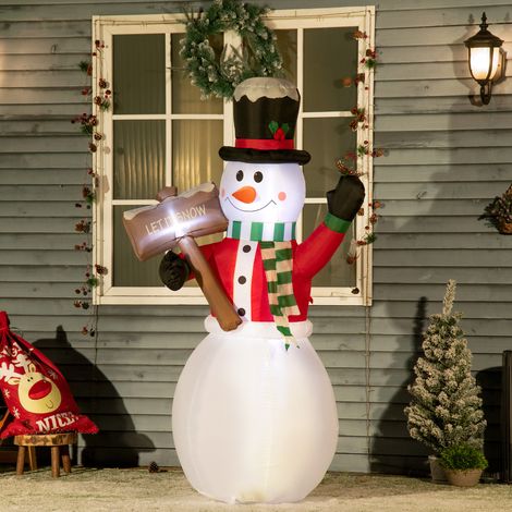 Bonhomme de neige gonflable, décoration de Noël extérieure, 1,80 m, Père Noël, souffleur inclus, multicolore (1/5)
