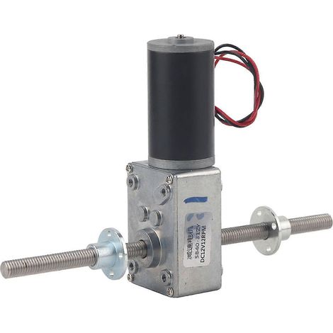 Moteur réducteur à vis sans fin fileté M8, moteur réducteur coaxial à bride avec arbres gauche et droit, modèle 1280, rapport de réduction 31. (1/5)